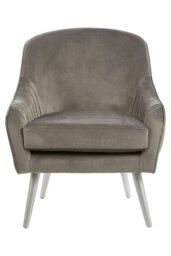 Orsina Grey Velvet Armchair with Iron Base, Easy Care Velvet Chairs, Indoor Dining with Velvet Dining Chair