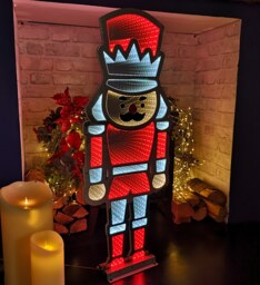74cm Infinity Light up Standing Nutcracker Christmas Decoration with Red & White LEDs on Metal Base