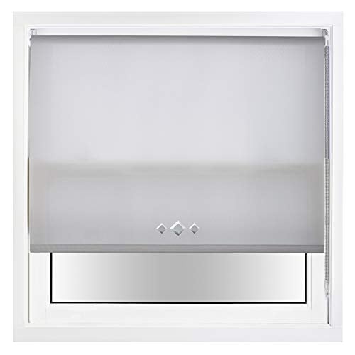FURNISHED Daylight Trimmable Roller Blinds with Triple Diamond Eyelets and Metal Fittings Grey Grey (W) 110cm x (L) 165cm