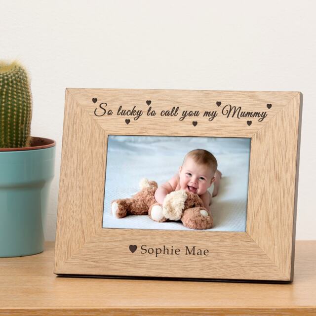 Personalised So lucky to call you my Mummy Wood Picture Frame 6x4 Mum