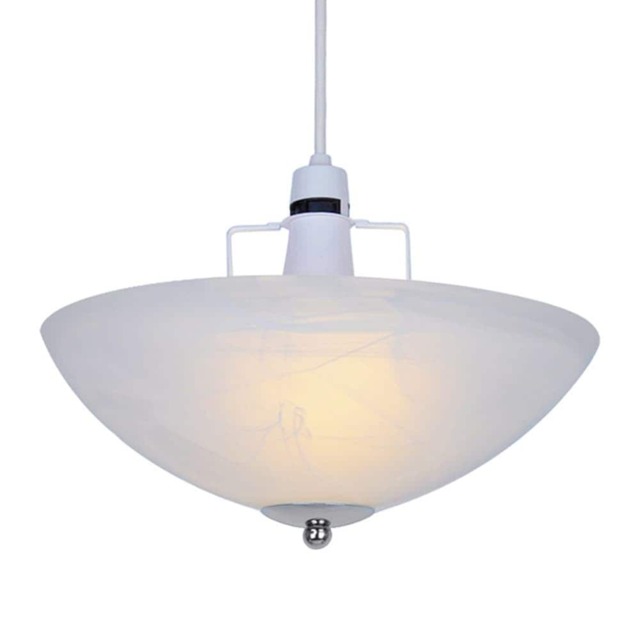 ValueLights Alabaster Bowl Glass Uplighter Ceiling Shade with Gimble Chrome