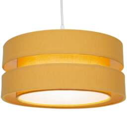 "Contemporary 14"" Ochre Linen Fabric Triple Tier Ceiling Pendant Lamp Shade Yellow Ochre 1"