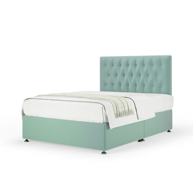 Neptune Spring Duckegg Plush Velvet Divan Set And Lona Headboard Small Double