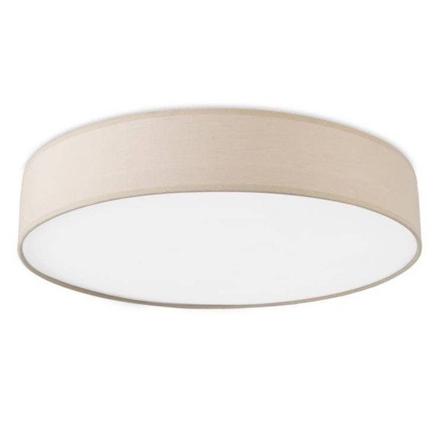 Bol LED Small Flush Ceiling Light Beige Fabric