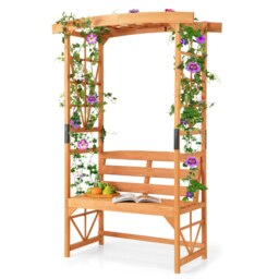 COSTWAY Patio Garden Arbor Garden Archway Wooden Plant Trellis