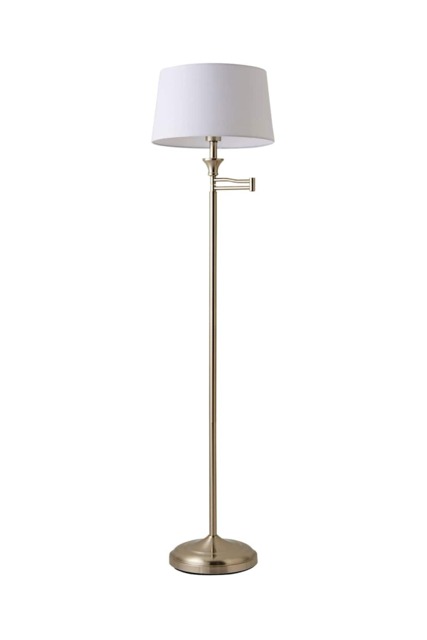 ValueLights Sinatra Brushed Chrome Floor Lamp White Taper Shade