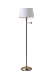 ValueLights Sinatra Brushed Chrome Floor Lamp White Taper Shade