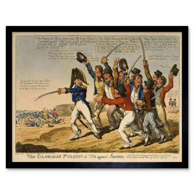 "Painting Satire Nelson Napoleonic War UK 12x16"" Framed Wall Art Print"