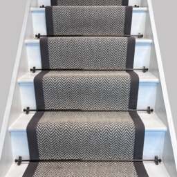 Herringbone Java Stair Runner with 100% Cotton Grey Border Sample