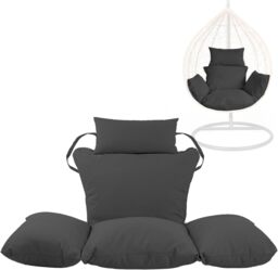Black Replacement Cushion For Swing Egg Chair, 5 Pieces Water-Resistant Hanging Basket Swing Chair Cushion