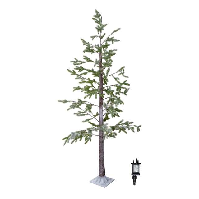 8ft (2.40m) Tall Light up Christmas Snow Tree with 412 Warm White LEDs