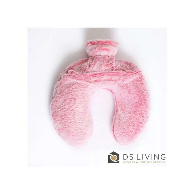 Luxury Hot Water Bottle with Faux Fur Cover Medium 1.8L Pink Pink