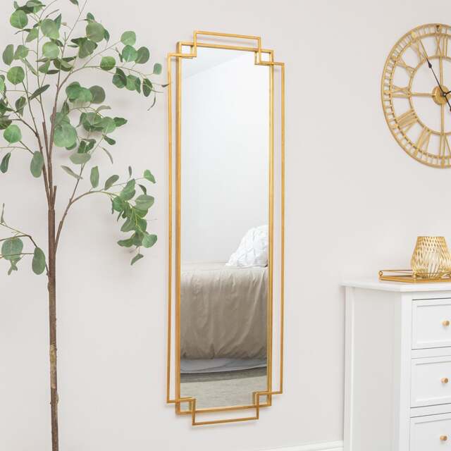 Gold Art Deco Wall Mirror 142cm X 47cm