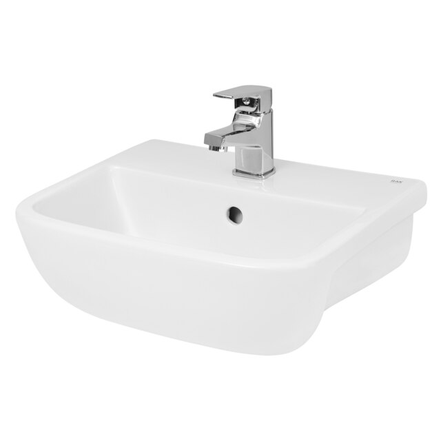 Square Ceramics Semi Recessed 1 Tap Hole Basin (Tap Not Included), 420mm - Balterley White 345 x 420 x 175mm