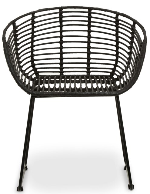 Orsina Versatile Black Natural Rattan Chair, Sturdy Rattan Arm Chair, Easily Maintained Rattan Dining Chair