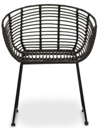 Orsina Versatile Black Natural Rattan Chair, Sturdy Rattan Arm Chair, Easily Maintained Rattan Dining Chair