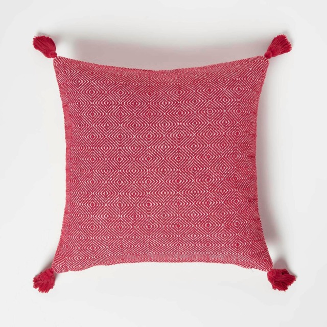 Homescapes Malda Handwoven Red Geometric Kilim Cushion - 45 x 45 cm Red 1