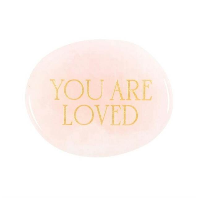 Something Different You Are Loved Rose Quartz Palm Stone - Pink/Gold - One Size
