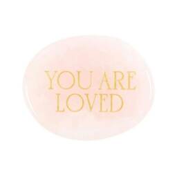 Something Different You Are Loved Rose Quartz Palm Stone - Pink/Gold - One Size