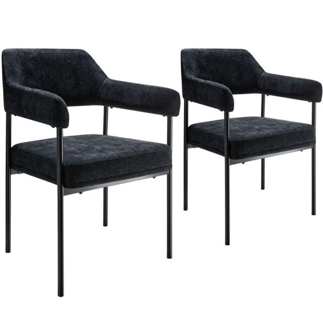Armchair Doe - durable fabric, black powder-coated legs, 120 kg load, 58 x 62 x 85 cm Black Woven fabric black/black 2