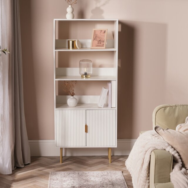 OHS Ribbed Display Unit Modern Drawer Cabinet Shelf Storage