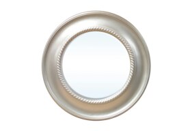 Orsina Champagne Round Wall Mirror With Rope Motif, Decorative Circle Mirror, Vintage Mirror With Fluted Edges