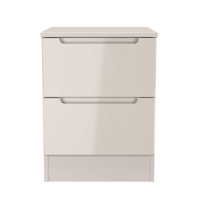 Lucca 2 Drawer Compact Bedside Cabinet in Kashmir Gloss & Kashmir (Ready Assembled) Cream Kashmir Gloss & Kashmir
