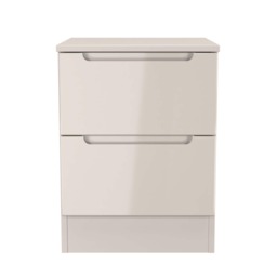 Lucca 2 Drawer Compact Bedside Cabinet in Kashmir Gloss & Kashmir (Ready Assembled) Cream Kashmir Gloss & Kashmir