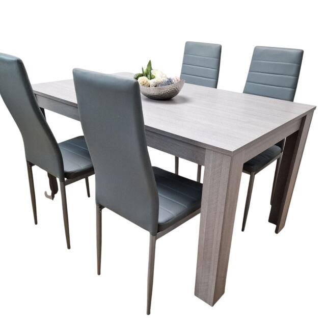Kosy Koala Modern Grey Rectangle Dining Table Set With 4 Grey Chairs Dining Room Furniture Grey One Size 5