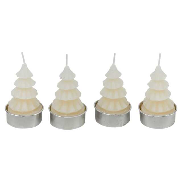 Christmas Tree Shaped Tea Light Candles Festive Holiday Decor Xmas Tealight Sets White 4x White