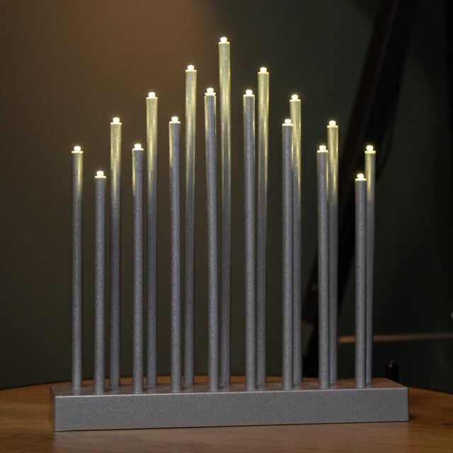 29cm Battery Operated Light up Silver Christmas Candle Bridge with 17 LEDs