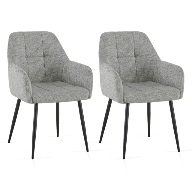 SONARA Dining Chair Set of 2, Water-Repellent Plush Chenille Upholstered for Dining Room Grey