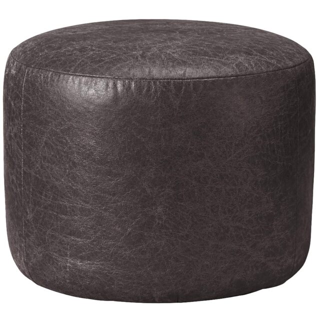 Oval Shape PU Leather Footstool Bean Bag (Charcoal,40x30cm)