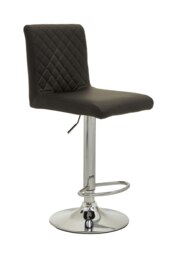 Orsina Baina Black And Chrome Bar Stool With Round Base
