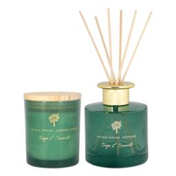 Nicola Spring Sage & Seasalt Scented Candle & Diffuser Set - 130g Natural Soy Wax Candle & Home Air Freshener Set