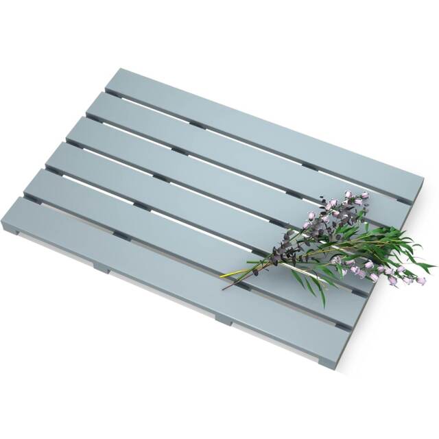 Bamboo Bathroom Bath Mat 60x35cm Duckboard With Non-Slip Feet Shower Mat Grey 60x35cm 1