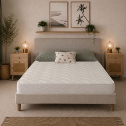 Quilted Brick Hybrid Mattress - 18cm Deep, Soft Firmness White Short Single