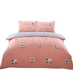 Counting Sheep Cotton Duvet Cover Set Cover with Pillowcase Pink King 1