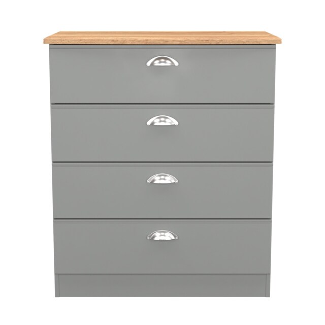 Albert 4 Drawer Chest of Drawers in Dusk Grey & Riviera Oak (Ready Assembled) Grey Dusk Grey & Riviera Oak