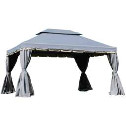 Outsunny 3x4m 2-Tier Gazebo Aluminium Garden Marquee Party Tent Grey Grey Grey