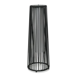 ValueLights Large Black Rattan Solar Floor Lamp Black
