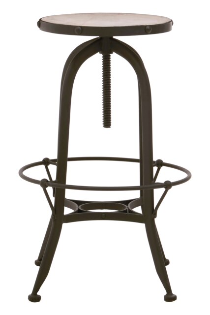 Orsina Black & White Finish Bar Stool, Distinctive Metal Bar Stool With Marble Top, White Tall Seat For Counter