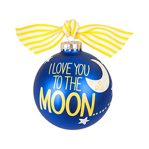 I Love You to the Moon large 10cm Decoration Bauble Navy blue with sky design - Christmas gift