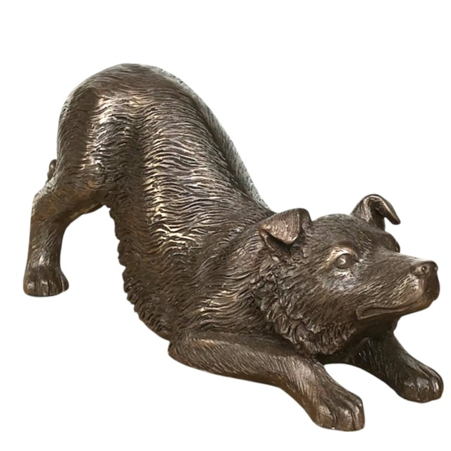 Border Collie Dog Figurine In Heavy Weight Solid Cold Cast Bronze