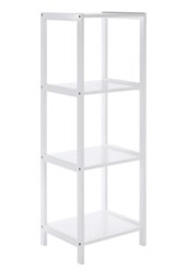 Interiors By Premier Contemporary Design 4 Tier Rustic Bathroom Shelf, Versatile Unit For Living Room, Durable Standing Unit White