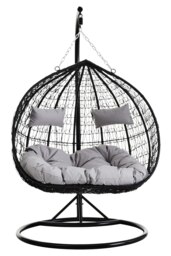 Interiors by Premier Double Black Hanging Chair with Round Base, Spacious Seating Hanging Chair, Easy to Clean Swing Chair
