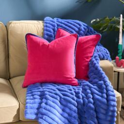 OHS 2 Pack Matte Velvet Piped Cushion Covers Home Decor Set Pink Hot Pink