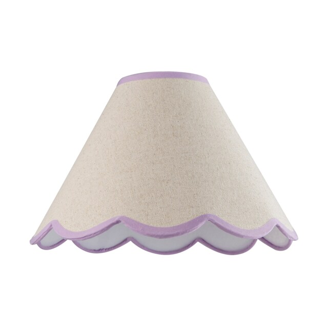 Scallop Edge Natural Textured Linen Coolie Lamp Shade with Lilac Trims Purple Lilac 1