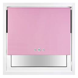 FURNISHED Blackout Roller Blind with Triple Eyelets & Metal Fittings Pink Pink (W) 85cm x (L) 165cm