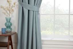 Eclipse - 100% Blackout Thermal Self-Lined Curtains - Eyelet - 100% Polyester (Duck Egg, Tie Backs 26''(Pair)) Blue Blue